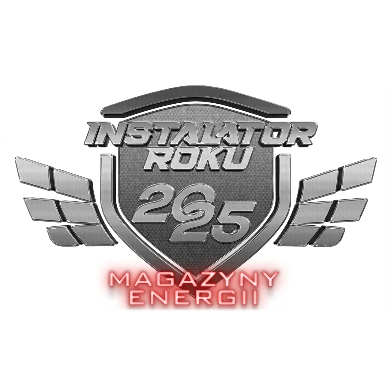 Metaliczna tarcza z napisem Instalator Roku 2G5 Magazyny Energii