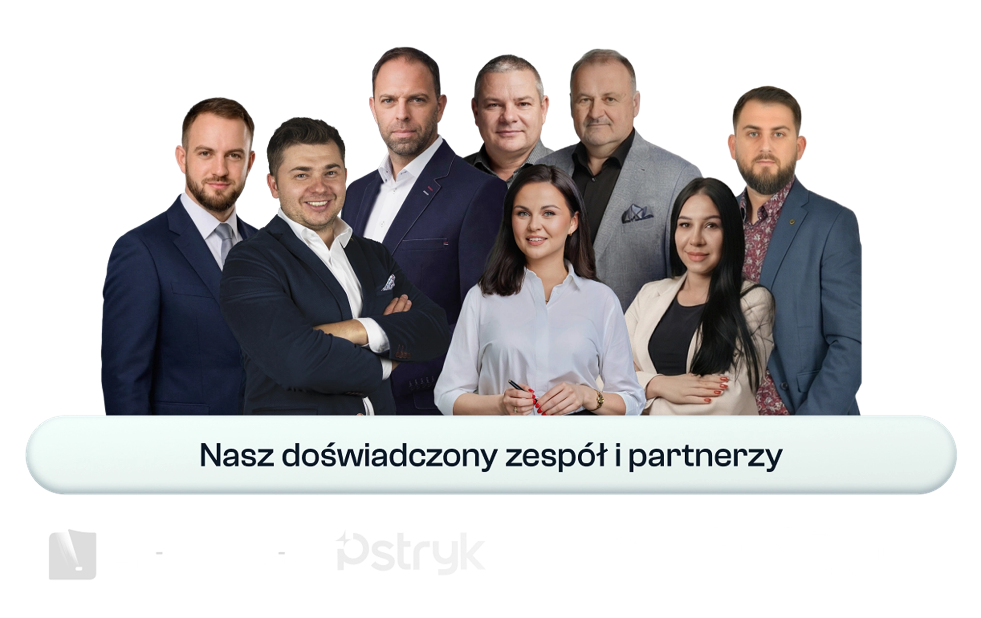 Grupa ośmiu pracowników i partnerów firmy prezentująca doświadczony zespół MagazynEnergii360.pl